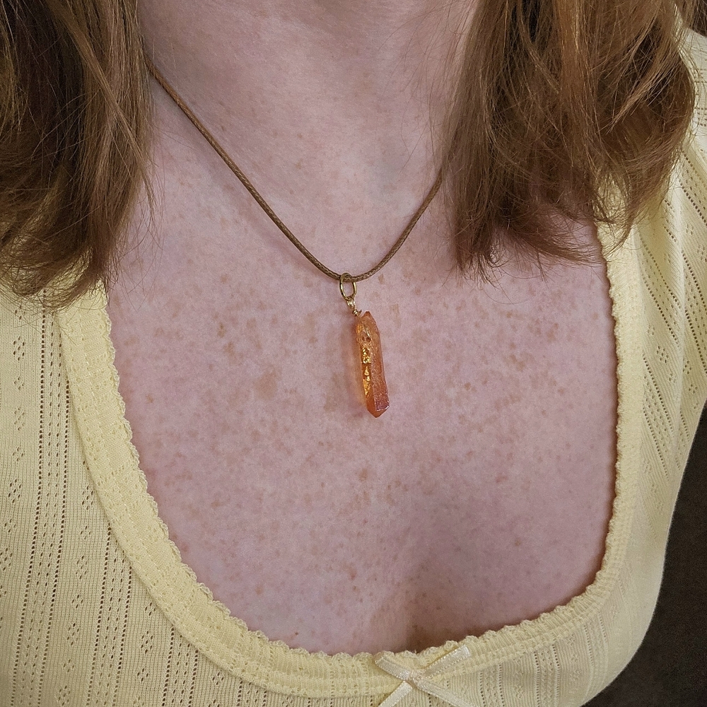 Ember Aura Rainbow Quartz Necklace Handmade